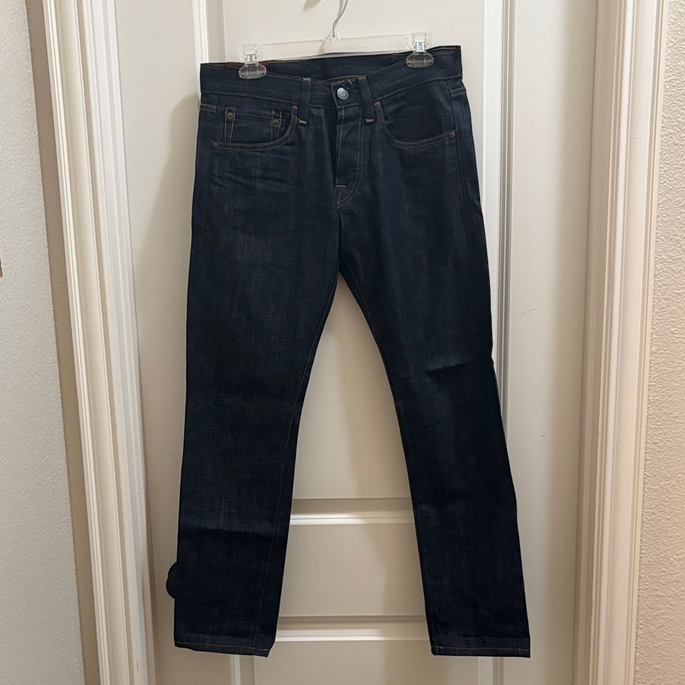 J Brand Mens Tyler Perfect Slim Selvedge Jeans 30 Blue Dark Washed Pocket Denim